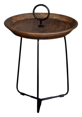 Brix Bijzettafel Nancy Mangohout en staal, 45cm - Rond Brix Bijzettafel Nancy Mangohout en staal, 45cm - Rond