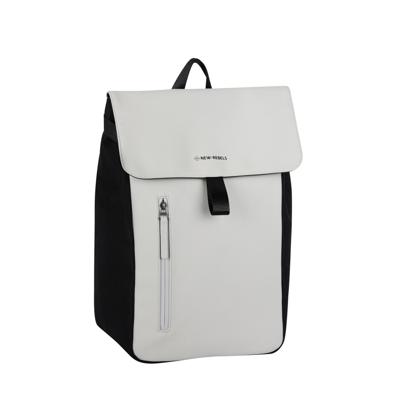 New Rebels Ceres Dothan Zwart Lichtgrijs 15L Rugtas met Flap Waterafstotend Laptop 15.6"