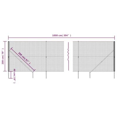 VidaXL Draadgaashek met grondankers 2x10 m groen