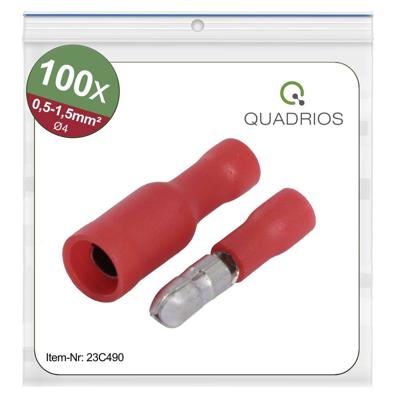 Quadrios 23C490 Ronde connector 0.5 mm² - 1.5 mm² Rood 100 stuk(s) Quadrios 23C490 Ronde connector 0.5 mm² - 1.5 mm² Rood 100 stuk(s)