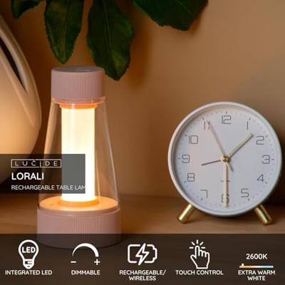 Lucide LORALI - Oplaadbare Tafellamp Binnen/Buiten - Accu/Batterij - Ø 7,7 cm - LED Dimb. - 1x1,2W 2600K/3000K - IP44 - Roze Lucide LORALI - Oplaadbare Tafellamp Binnen/Buiten - Accu/Batterij - Ø 7,7 cm - LED Dimb. - 1x1,2W 2600K/3000K - IP44 - Roze