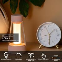 Lucide LORALI - Oplaadbare Tafellamp Binnen/Buiten - Accu/Batterij - Ø 7,7 cm - LED Dimb. - 1x1,2W 2600K/3000K - IP44 - Roze - thumbnail