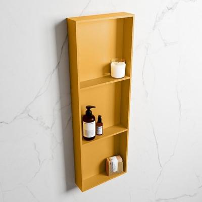 MONDIAZ EASY Nis 89,5x29,5cm in solid surface kleur Ocher | Ocher. 3 vakken geschikt voor in- of opbouw MONDIAZ EASY Nis 89,5x29,5cm in solid surface kleur Ocher | Ocher. 3 vakken geschikt voor in- of opbouw