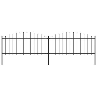 Tuinhek met speren bovenkant (0,5-0,75)x3,4 m staal zwart