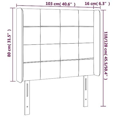 Hoofdbord LED 103x16x118/128 cm fluweel donkergrijs