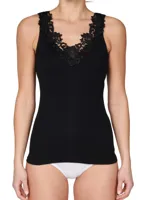 Toker Hemdje met kant, breed bandje 228/1 Kanten dames onderhemd - 100% katoenen ondergoed - 38 - Zwart - Top - Singlet - 38 - thumbnail