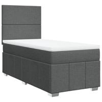Boxspring met matras stof donkergrijs 140x200 cm - thumbnail