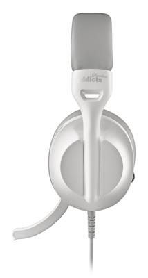 NGS VOX 805 - Stereo-hoofdtelefoon, verstelbare microfoon, USB-C en USB-A-adapter, ruisonderdrukking, volumeregelaar, gevoerde hoofdband, 2 m kabel, plug & play voor pc, tablet en smartphone, wit