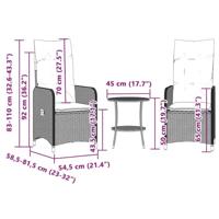 Tuinstoelen 2 st verstelbaar met tafel poly rattan beige - thumbnail