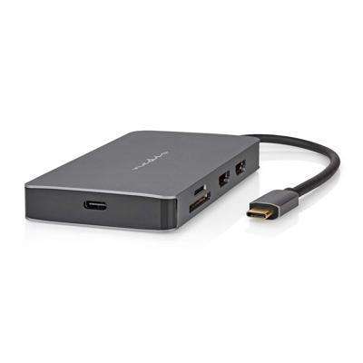 Nedis CCBW64250AT02 Usb Multi-port Adapter Usb 3.2 Gen 1 Usb-c™ Male Micro Sd / Rj45 Female / Sd / Usb-c™ Female / 2x Hdmi™ / 2x Usb-a Female 5 Gbps 0.20 M Rond Verguld Pvc Antraciet Doos