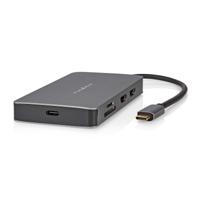 Nedis CCBW64250AT02 Usb Multi-port Adapter Usb 3.2 Gen 1 Usb-c™ Male Micro Sd / Rj45 Female / Sd / Usb-c™ Female / 2x Hdmi™ / 2x Usb-a Female 5 Gbps 0.20 M Rond Verguld Pvc Antraciet Doos - thumbnail