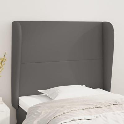 Hoofdbord met randen 83x23x118/128 cm kunstleer grijs