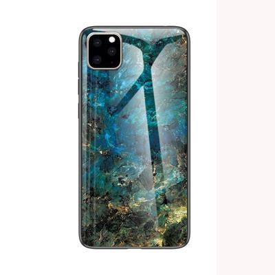 Voor iPhone 11 marmeren glazen beschermhoes (Emerald)