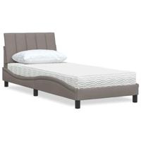 Bed met matras "Hanko" stof taupe 90x190 cm - thumbnail