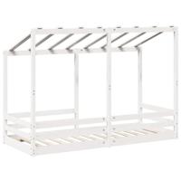 Kinderbed met bedhuis 90x190 cm massief grenenhout wit - thumbnail