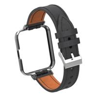 Leren band met case - Zwart - Xiaomi Redmi Watch 2 (Lite) - thumbnail