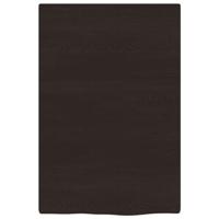 Wastafelblad 40x60x2 cm behandeld massief hout donkerbruin - thumbnail