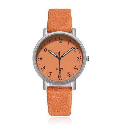 LGT Quartz horloge zilverkleurig met oranje leren band en oranje wijzerplaat LGT Quartz horloge zilverkleurig met oranje leren band en oranje wijzerplaat
