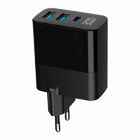3-poorts 30 W GaN USB snellader, LCD, zwart - thumbnail
