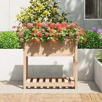 VidaXL Plantenbak met schap 82,5x54x81 cm massief grenenhout - thumbnail