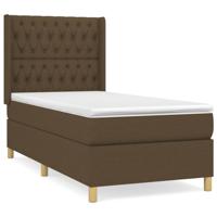 Boxspring met matras stof donkerbruin 140x190 cm - thumbnail
