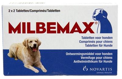 Milbemax ontwormingstabletten hond vanaf 5 kg 4 tabletten