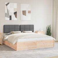 Bedframe met Gevoerd Hoofdgedeelte Donkergrijs 200 x 200 cm - thumbnail