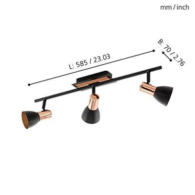 Eglo Led plafondspotBarnham led 3-lichts zwart met koper - 94586