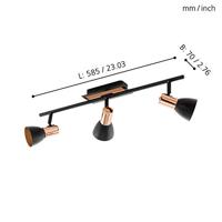 Eglo Led plafondspotBarnham led 3-lichts zwart met koper - 94586 - thumbnail