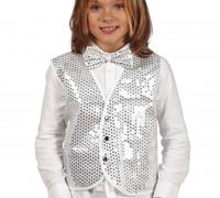 Zilveren Pailletten Gilet Kind - thumbnail