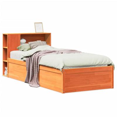 Bedframe zonder matras massief grenenhout wasbruin 75x190 cm