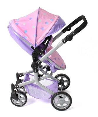 Combi-poppenwagen Mika - Hearts Lila