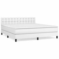 Boxspring met matras kunstleer wit 180x200 cm - thumbnail