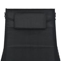 Ligbed poly rattan en textileen zwart - thumbnail