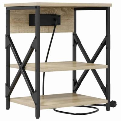 Nachtkastje met Oplaadstation 2 pcs Sonoma eiken Bewerkt hout