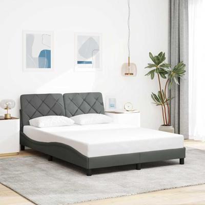 Bedframe zonder matras stof donkergrijs 140x190 cm