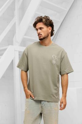 Project X Paris Cœur Brodé Street T-Shirt Heren Groen - Maat XL - Kleur: Groen | Soccerfanshop