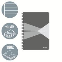 Leitz Office notitieboek, ft A5, kaft in PP, gelijnd, grijs - thumbnail