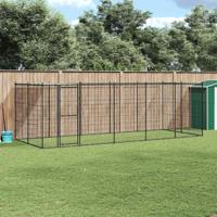 Hondenkennel met dak 12,1 m² staal - thumbnail