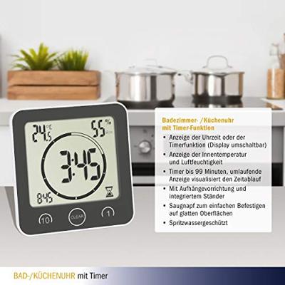 TFA Dostmann Bad- /Küchenuhr mit Timer Timer Grijs Digitaal - thumbnail