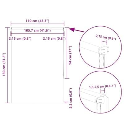 VidaXL Rolgordijn verduisterend 110x130 cm stofbreedte 105,7 cm wit