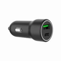 2-poorts USB-auto snellader, Type-C PD, 20 W, zwart - thumbnail