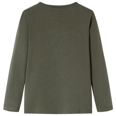 Kindershirt met lange mouwen dierenprint 140 kakikleurig