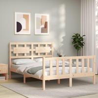 Bedframe met hoofdbord massief hout - thumbnail