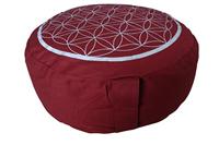 Yogi & Yogini Meditatiekussen Rond Katoen Rood - Levensbloem - 33 x 16 cm - thumbnail