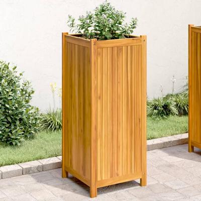 Plantenbak met voering 42x42x100 cm massief acaciahout Plantenbak met voering 42x42x100 cm massief acaciahout