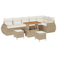 Tuinbankenset 9 pcs Beige poly rattan - thumbnail