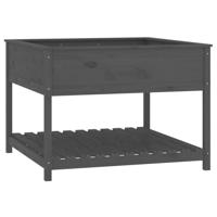 Plantenbak met schap 111,5x111,5x81 cm massief grenenhout grijs - thumbnail