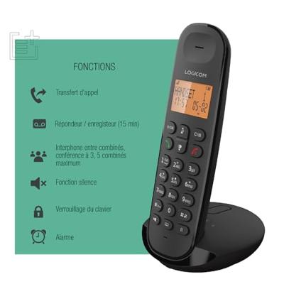 Logicom ILOA 155T Draadloze vaste telefoon met recorderantwoordapparaat - Solo - Analoge en Dect-telefoons - Zwart