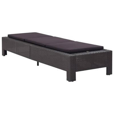 Ligbed met kussen poly rattan zwart Ligbed met kussen poly rattan zwart